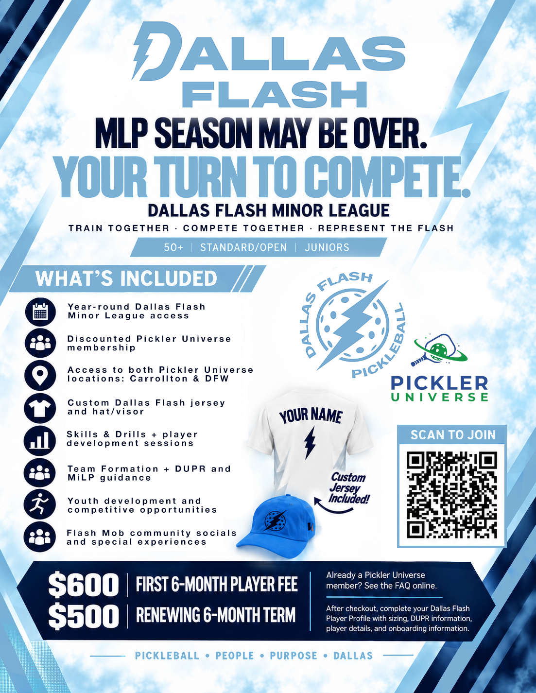 Dallas Flash Minor League Player Fee — 6-Month Term